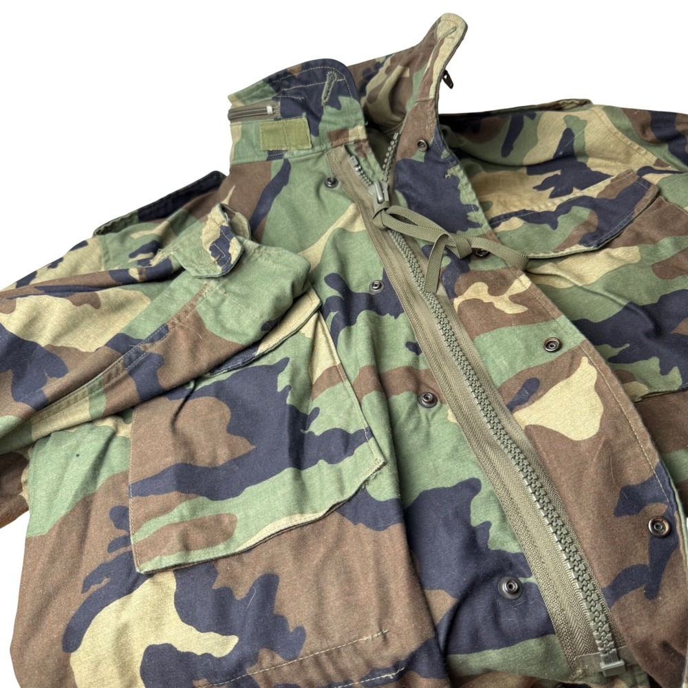 Centre Mfg Mens Camo M-65 Field Jacket Medium Tactical Woodland Military Surplus